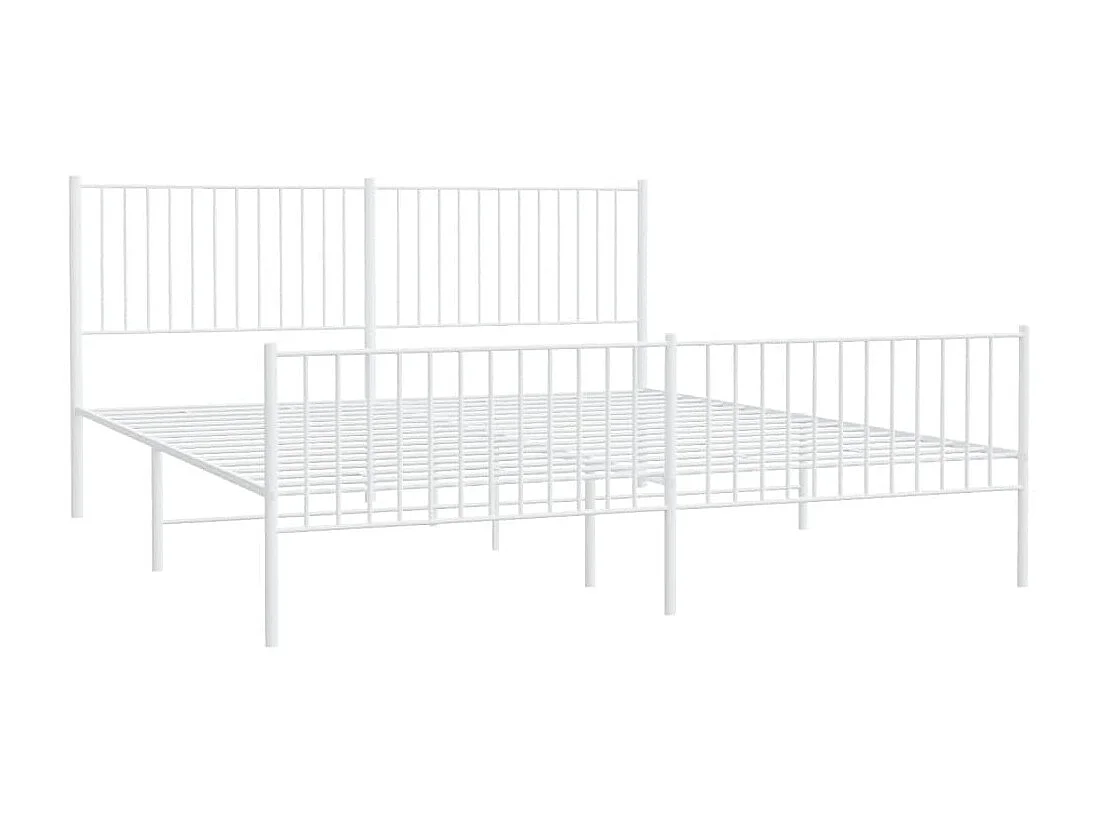 Lit-193x203 cm métal avec tête de lit/pied de lit blanc EGGB77227