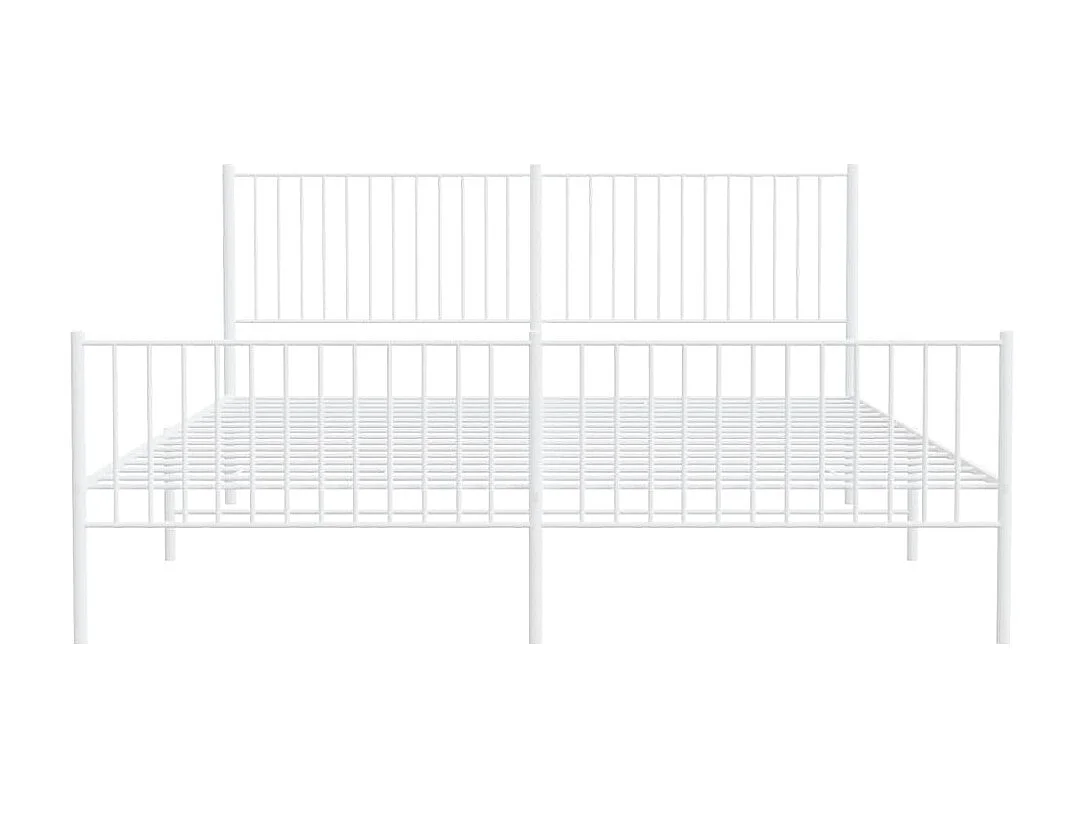 Lit-193x203 cm métal avec tête de lit/pied de lit blanc EGGB77227