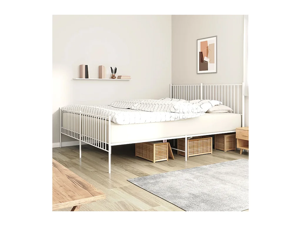 Bedframe met hoofd- en voeteneinde metaal wit 193x203 cm NL27056