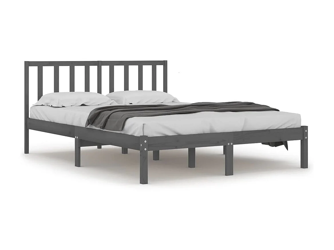 Bedframe massief grenenhout grijs 200x200 cm NL83002