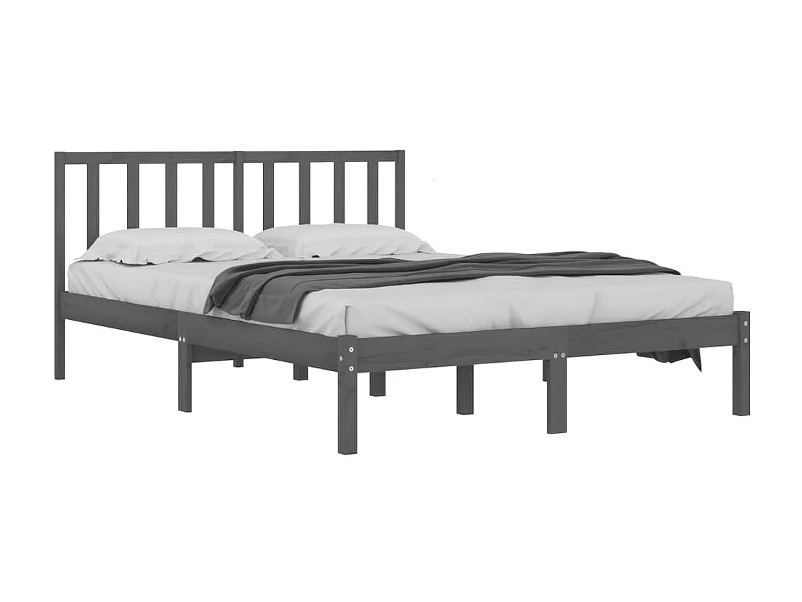 Bedframe massief grenenhout grijs 200x200 cm NL83002