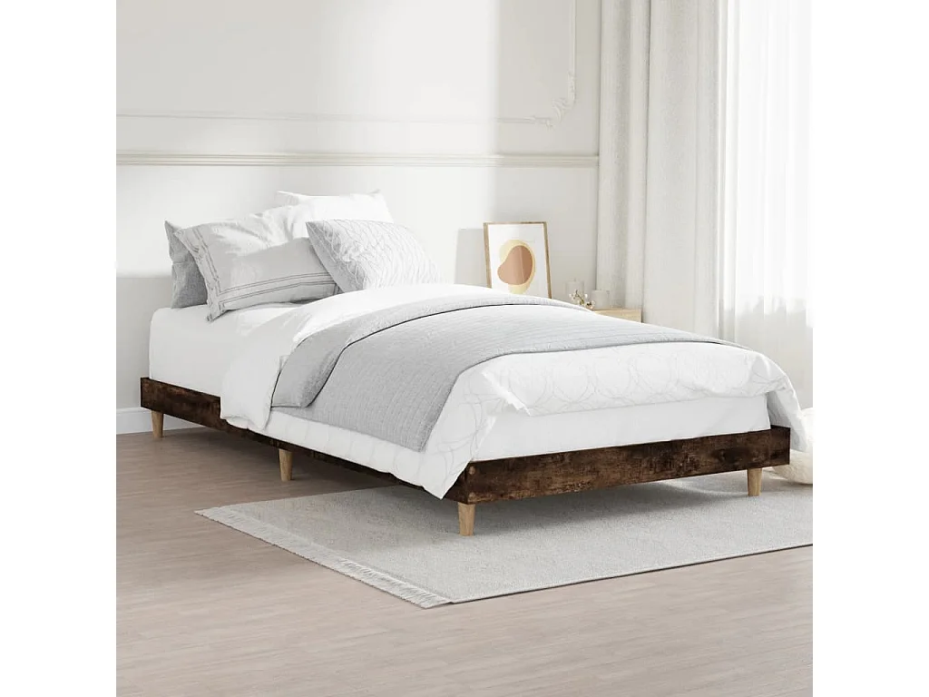 Bedframe bewerkt hout gerookt eikenkleurig 90x190 cm NL17186