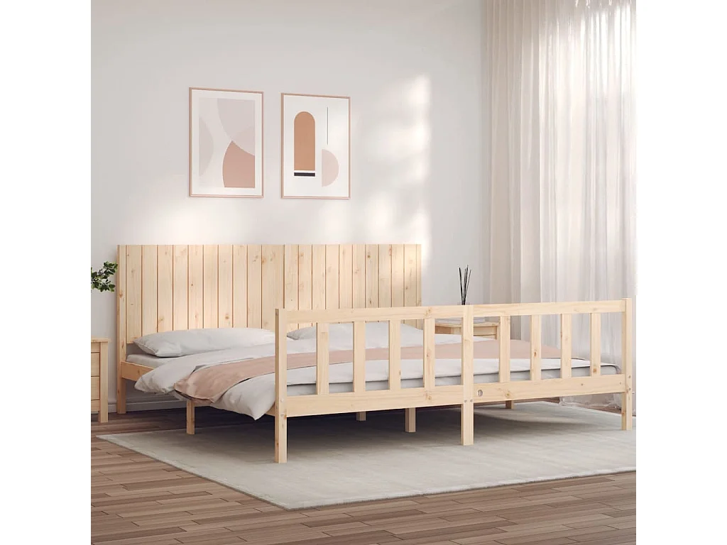 Lit-200x200 cm avec tête de lit bois massif EGGB78583