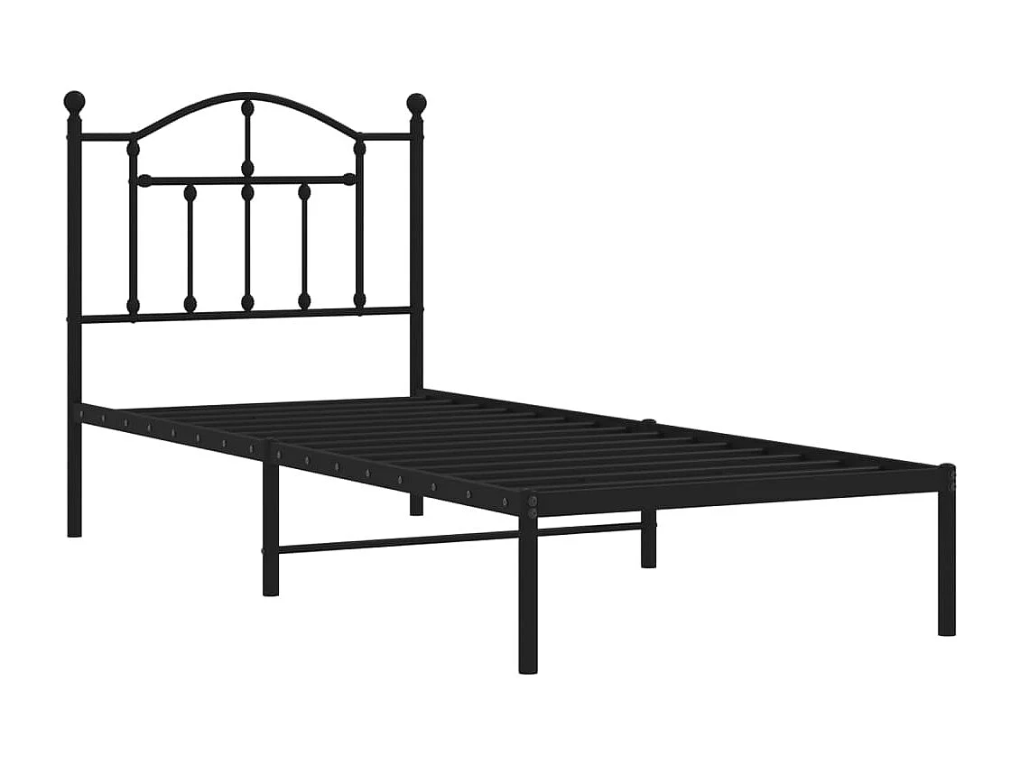 Cama com cabeceira 90x200 cm metal preto PT706882