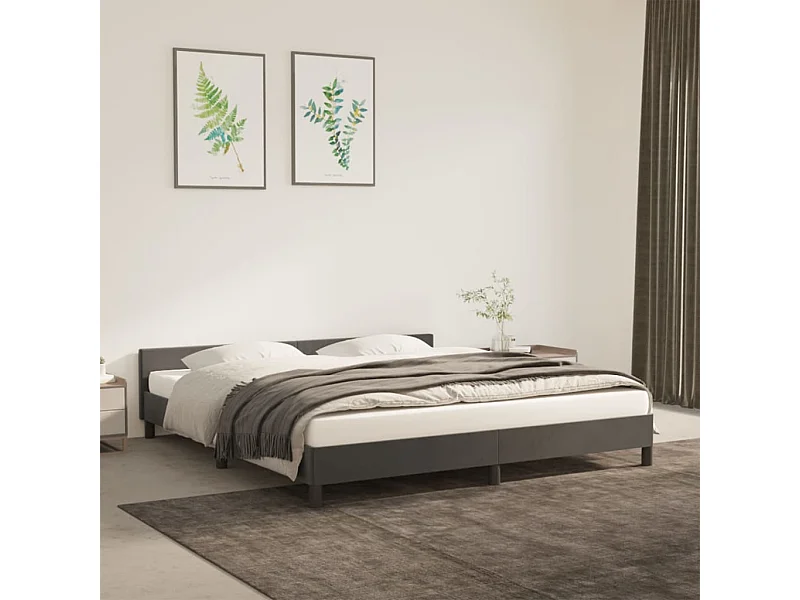 Lit-160x200 cm avec tête de lit Gris foncé Velours EGGB84521