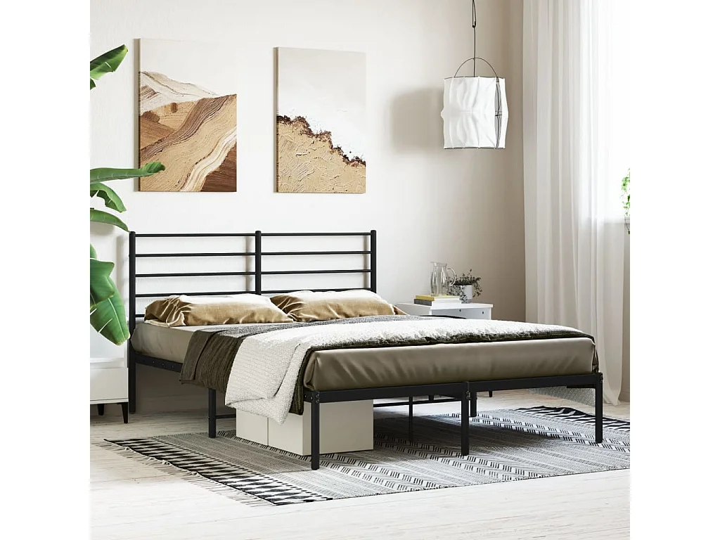 Cama com cabeceira 135x190 cm metal preto PT306884