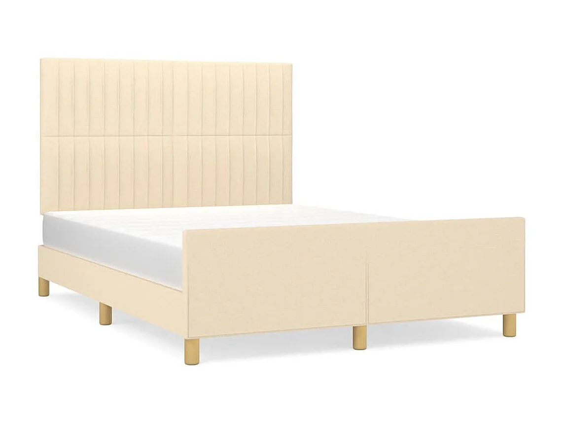 Cama 140x190 cm con cabecero de tela color crema ES44010