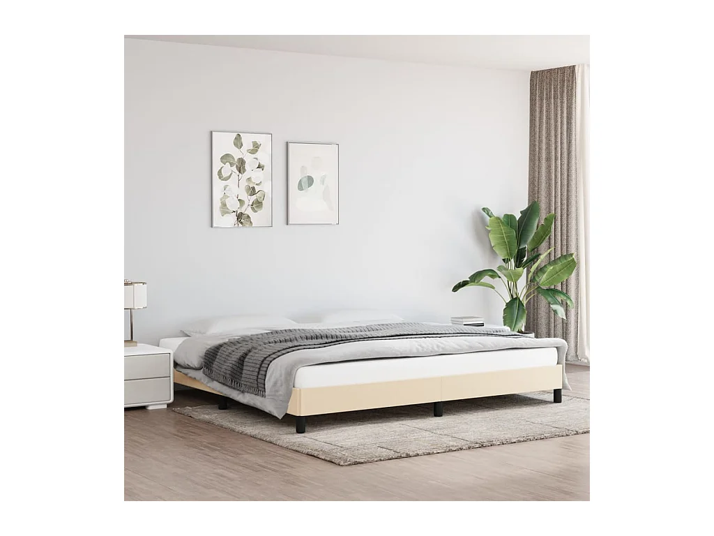 Lit-200x200 cm Crème Tissu EGGB28455