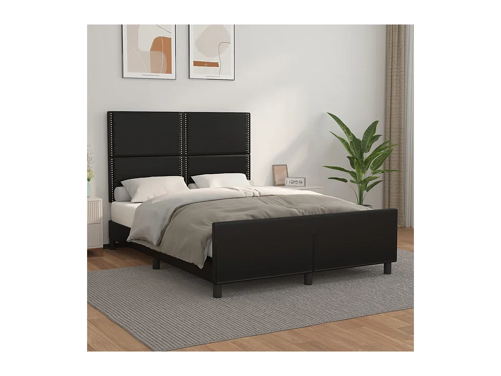 Lit-140x200 cm avec tête de lit Noir Similicuir EGGB66924