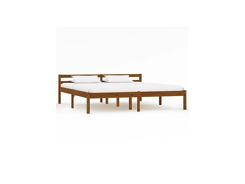 Lit-160x200 cm Marron miel Bois de pin massif EGGB35692