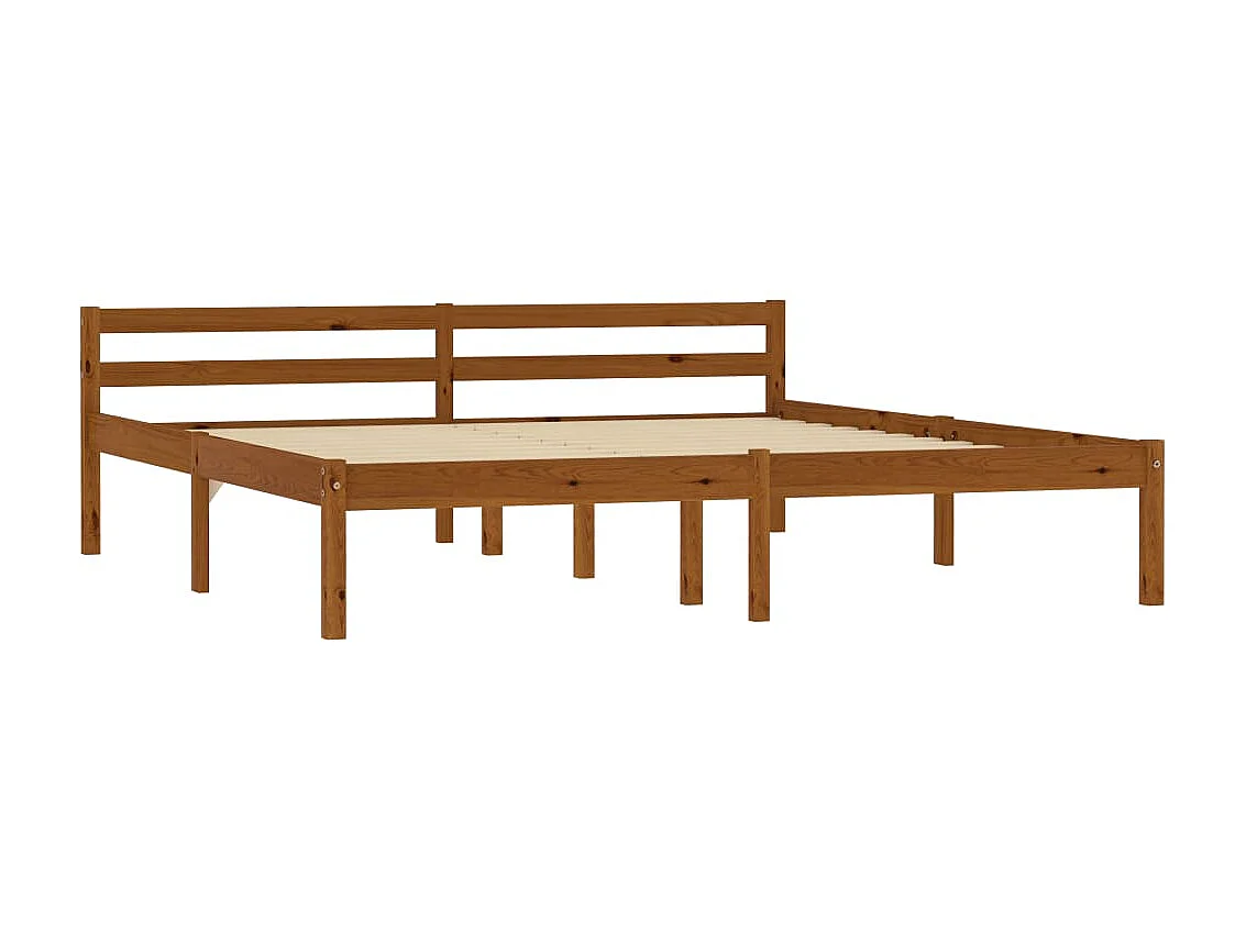Cama 160x200 cm madeira pinho maciço castanho mel PT506437
