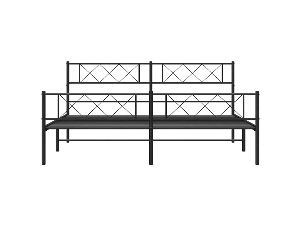 Lit-193x203 cm métal avec tête de lit/pied de lit noir EGGB98210