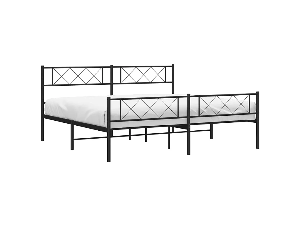 Lit-193x203 cm métal avec tête de lit/pied de lit noir EGGB98210