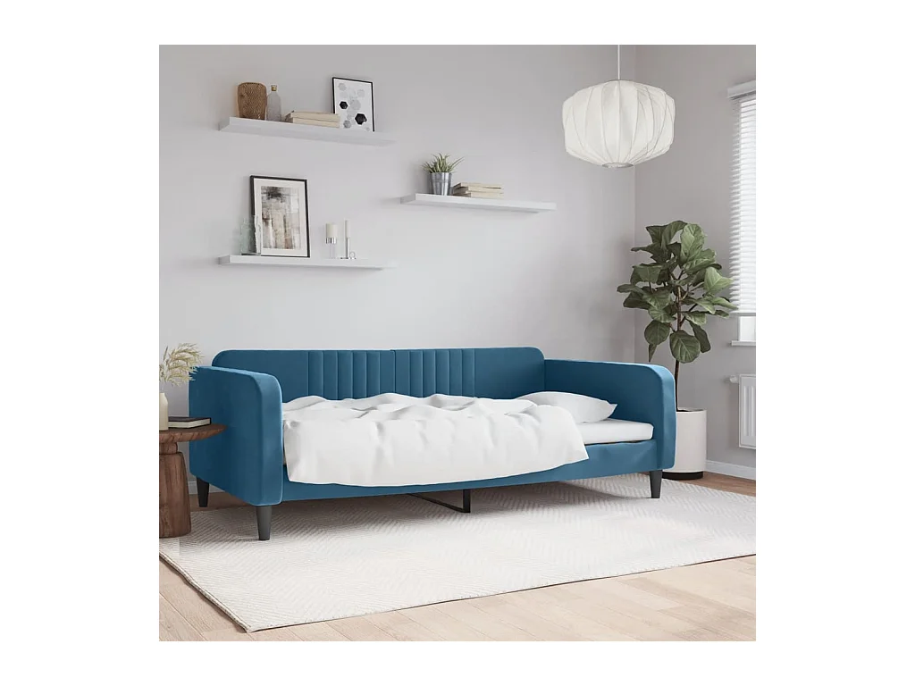 Lit-100x200 cm de repos bleu velours EGGB35469