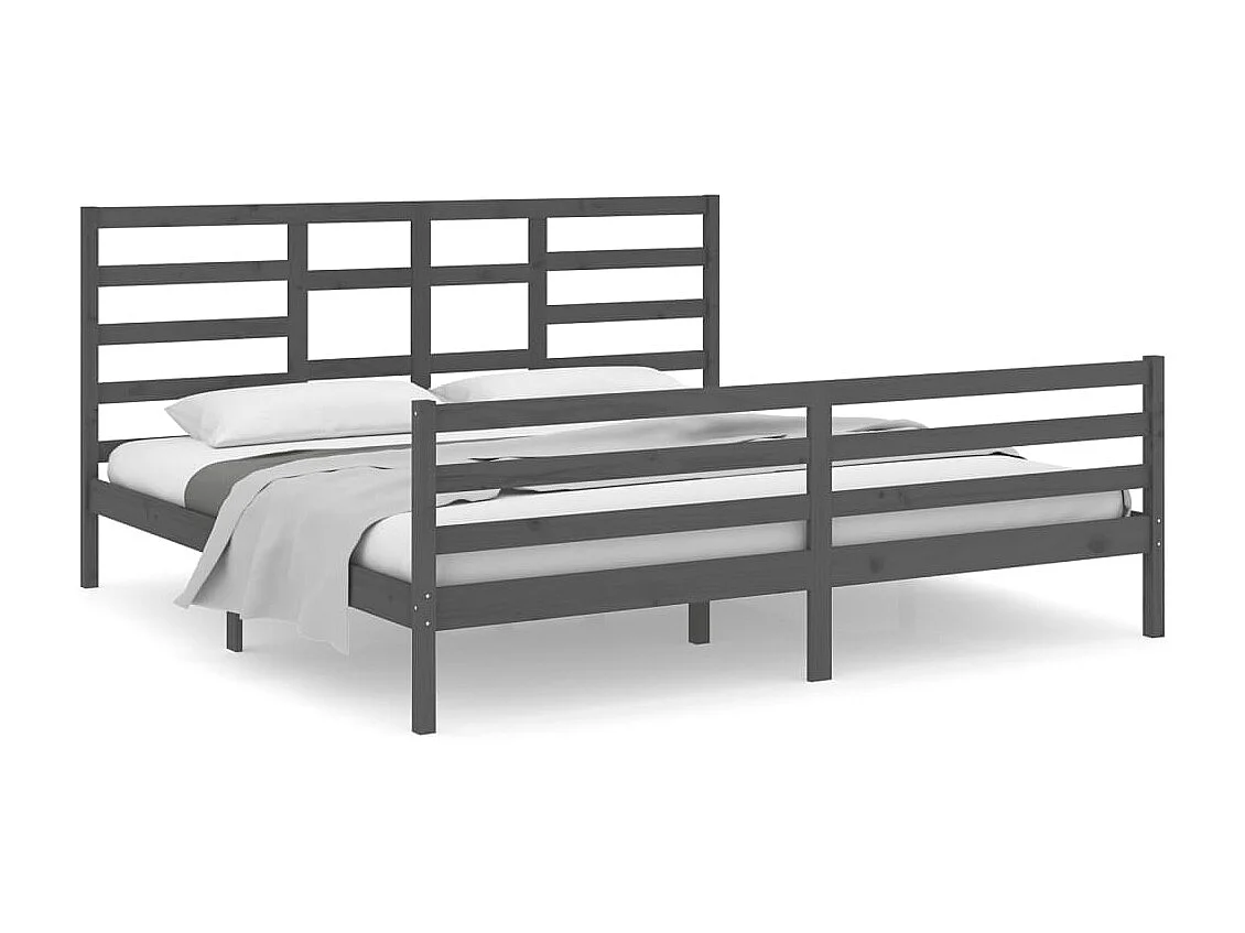 Bedframe massief hout grijs 200x200 cm NL16208