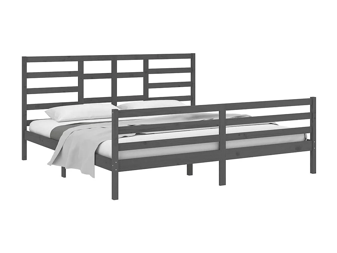 Bedframe massief hout grijs 200x200 cm NL16208