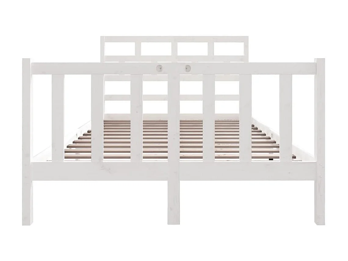 Lit-120x190 cm Blanc Bois de pin massif Petit Double EGGB10352