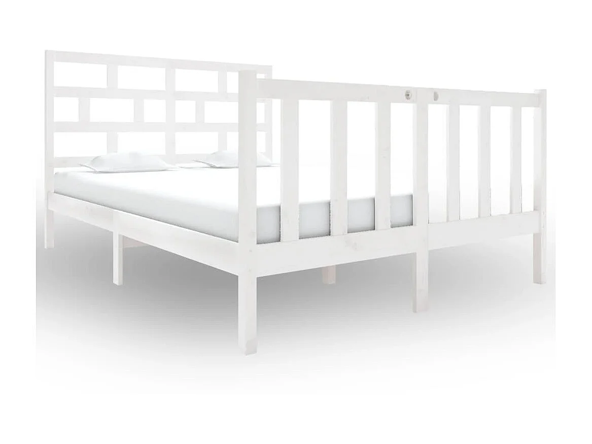 Lit-120x190 cm Blanc Bois de pin massif Petit Double EGGB10352
