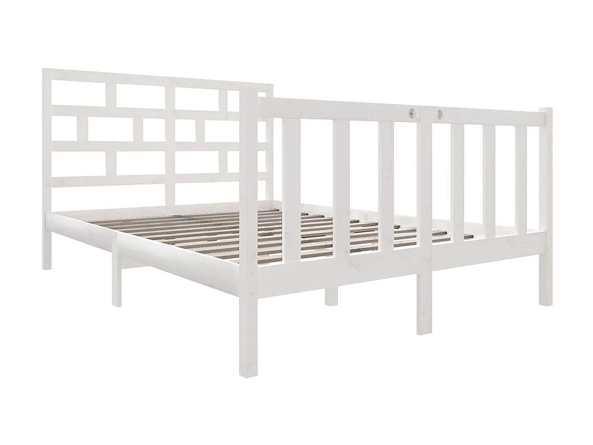 Lit-120x190 cm Blanc Bois de pin massif Petit Double EGGB10352
