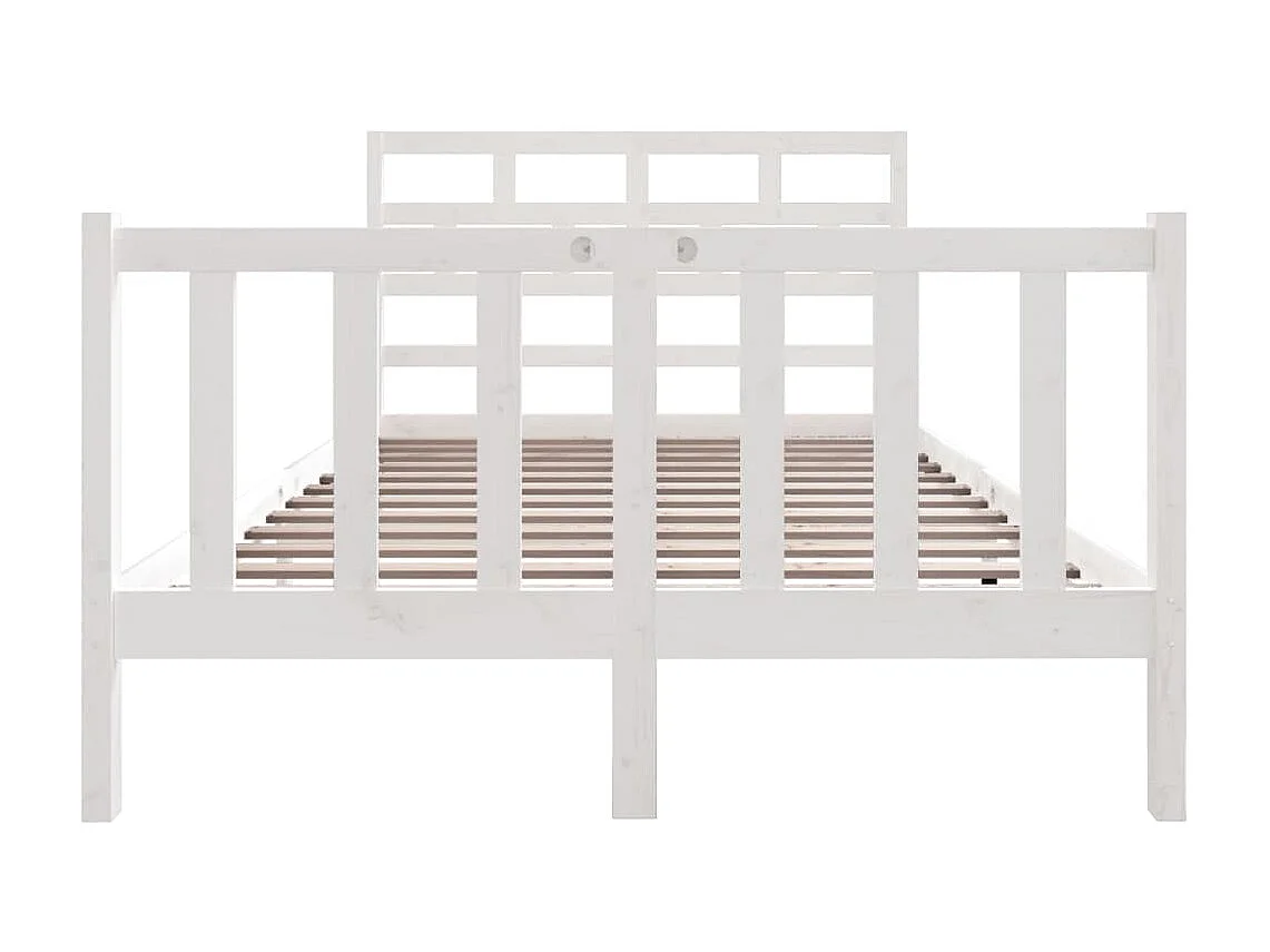 Lit-120x190 cm Blanc Bois de pin massif Petit Double EGGB10352