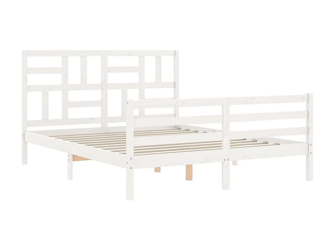 Lit-160x200 cm avec tête de lit blanc bois massif EGGB37814