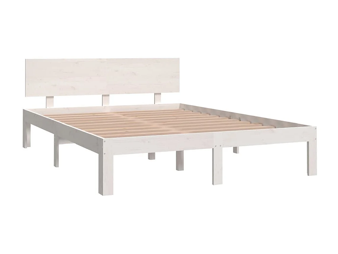 Cama king 150x200 cm madeira maciça branco PT411550