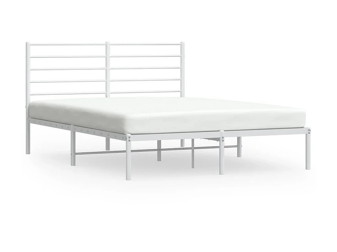 Cama 120x200 cm de metal con cabecero blanca ES30371