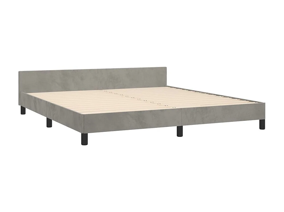Cama 160x200 cm con cabecero terciopelo gris claro ES53901