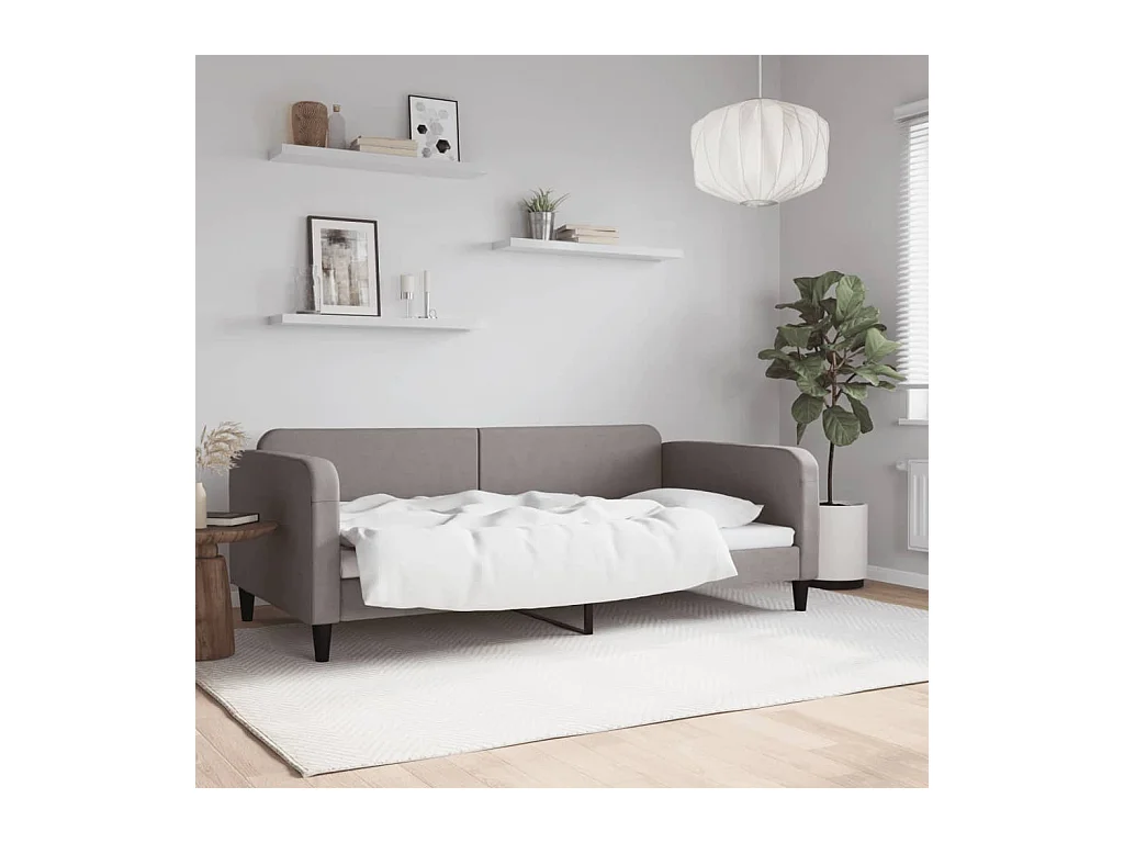 Sofá-cama 100x200 cm tecido cinzento-acastanhado PT367653
