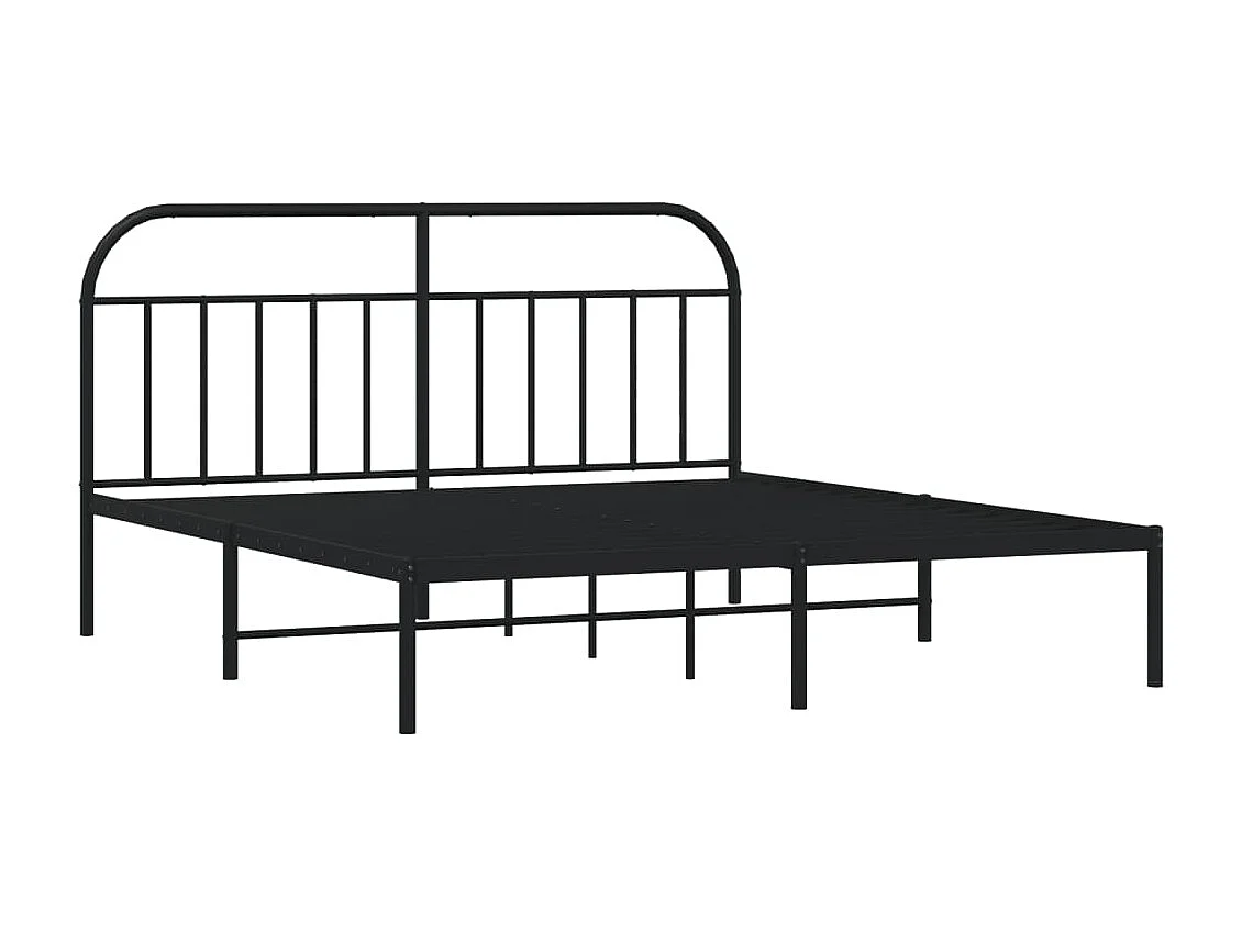 Cama com cabeceira 183x213 cm metal preto PT394591