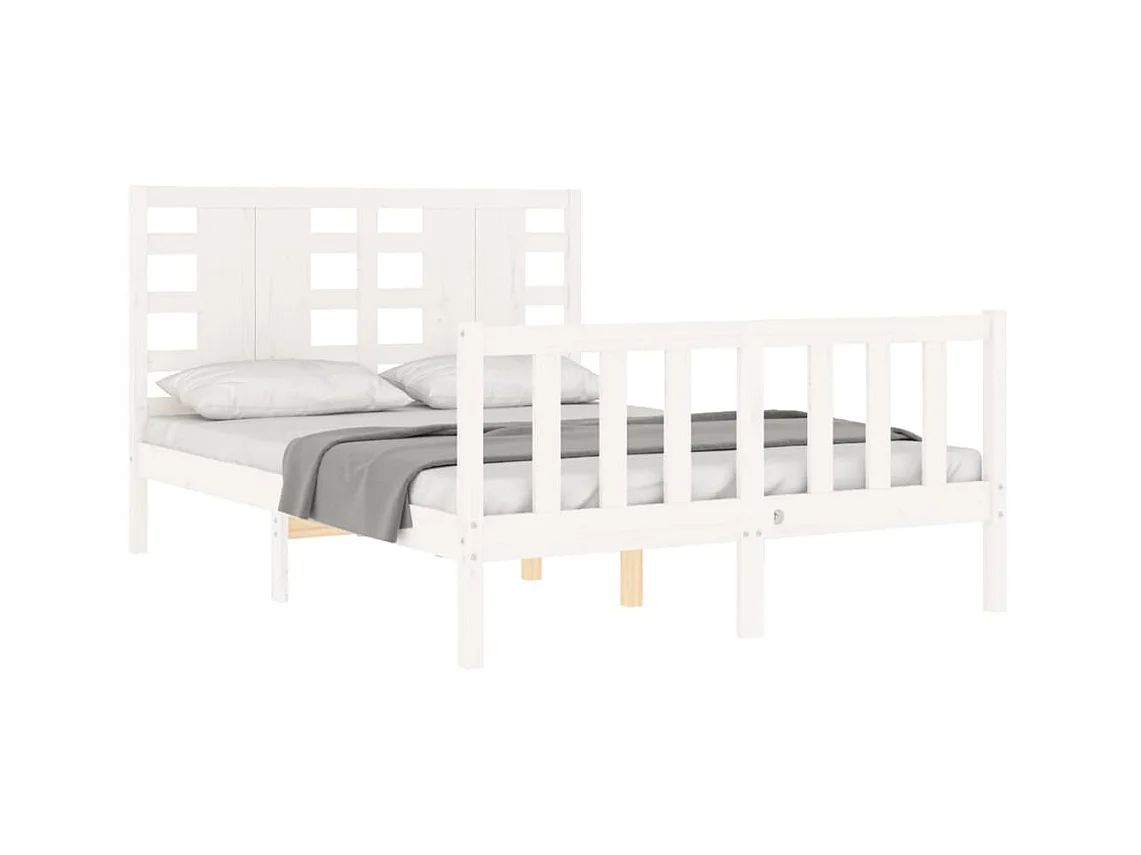 Lit-120x200 cm avec tête de lit blanc bois massif EGGB57252