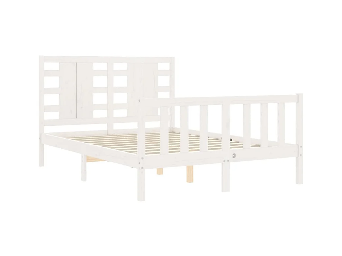 Lit-120x200 cm avec tête de lit blanc bois massif EGGB57252
