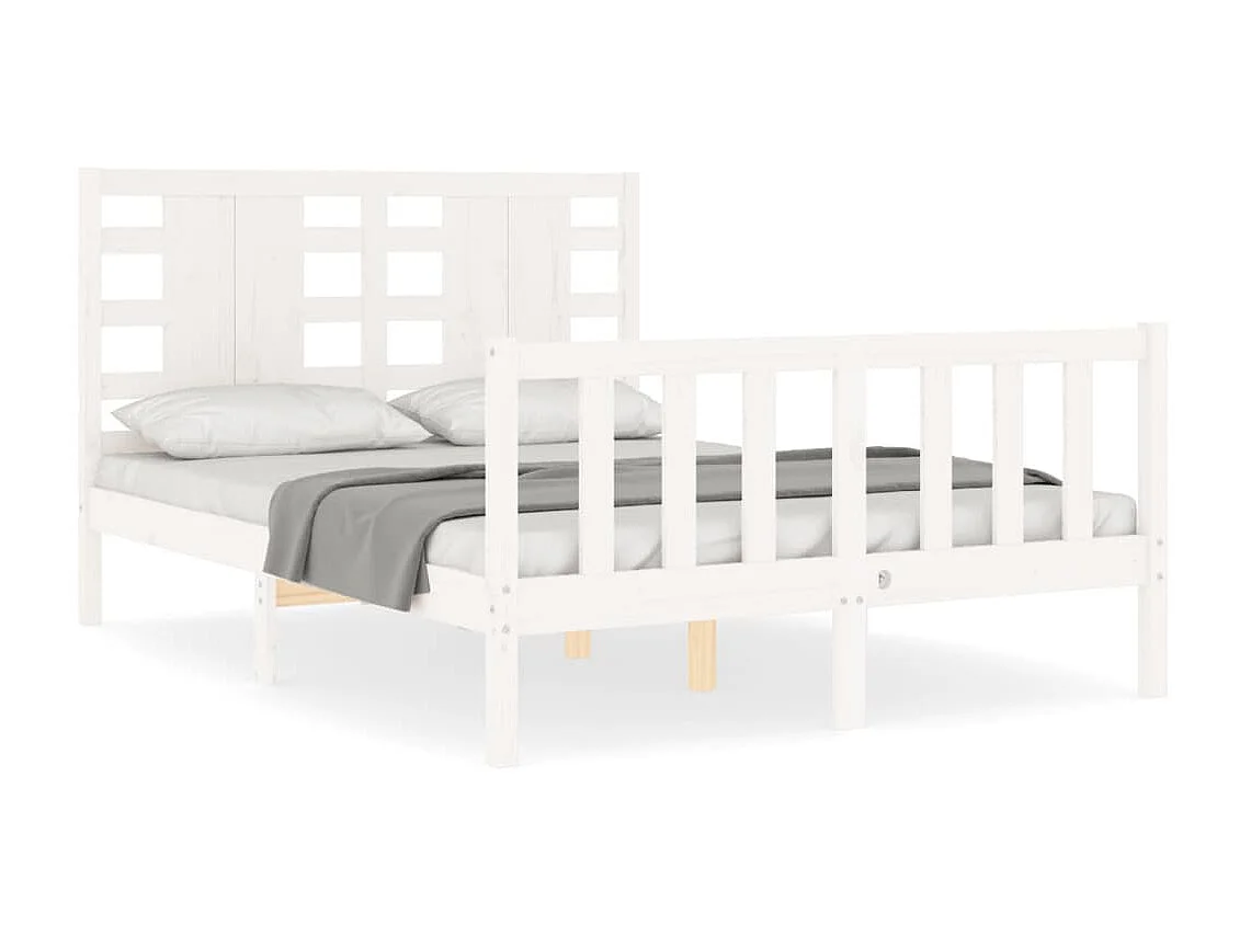 Cama 120x200 cm con cabecero madera maciza blanco ES23812