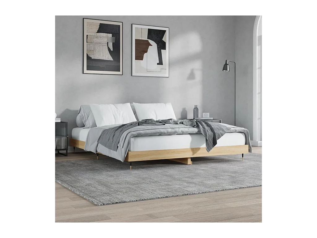 Lit-180x200 cm chêne sonoma bois d'ingénierie EGGB72139