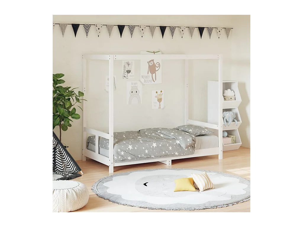 Lit-80x160 cm pour enfant blanc bois de pin massif EGGB93839