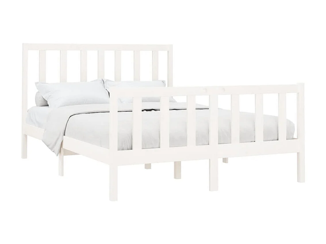 Lit-140x190 cm Blanc Bois de pin massif EGGB63762