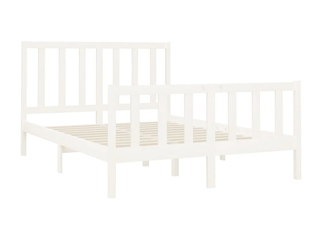 Lit-140x190 cm Blanc Bois de pin massif EGGB63762