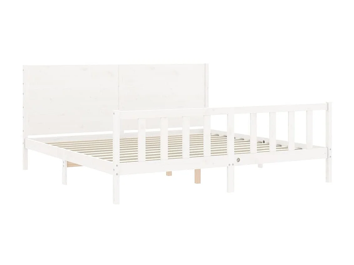 Bedframe met hoofdbord massief hout wit 200x200 cm NL78638