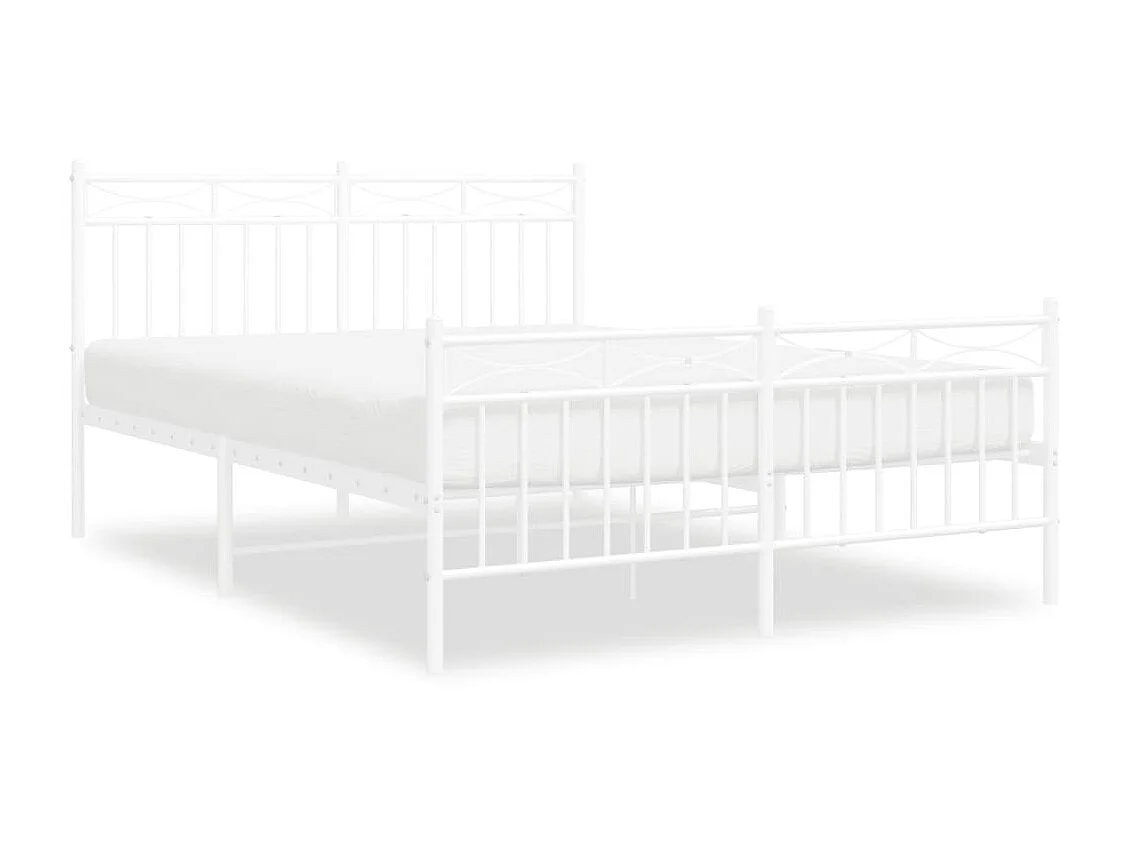 Cama com cabeceira e pés 140x200 cm metal branco PT728525