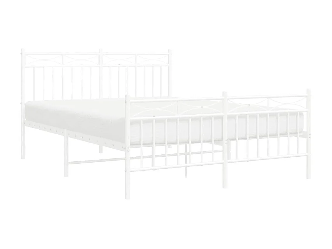 Cama com cabeceira e pés 140x200 cm metal branco PT728525