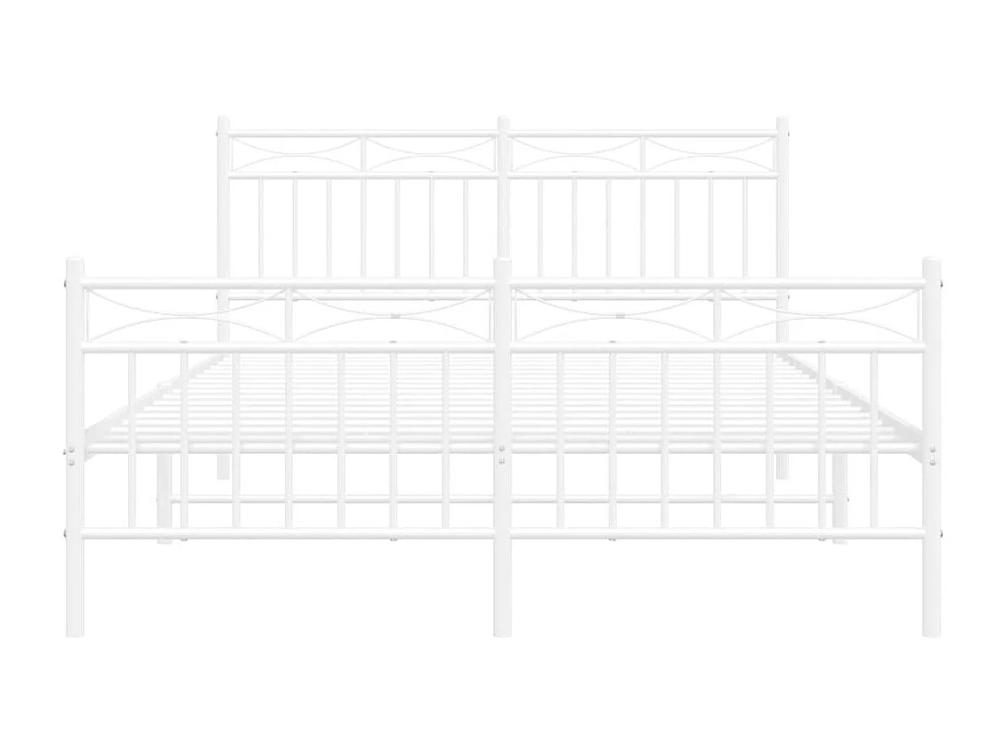 Cama com cabeceira e pés 140x200 cm metal branco PT728525