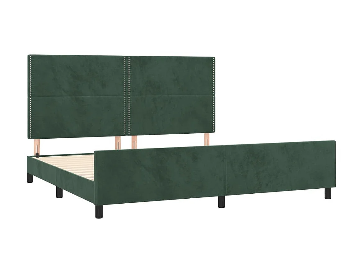 Lit-200x200 cm avec tête de lit Vert foncé Velours EGGB23624