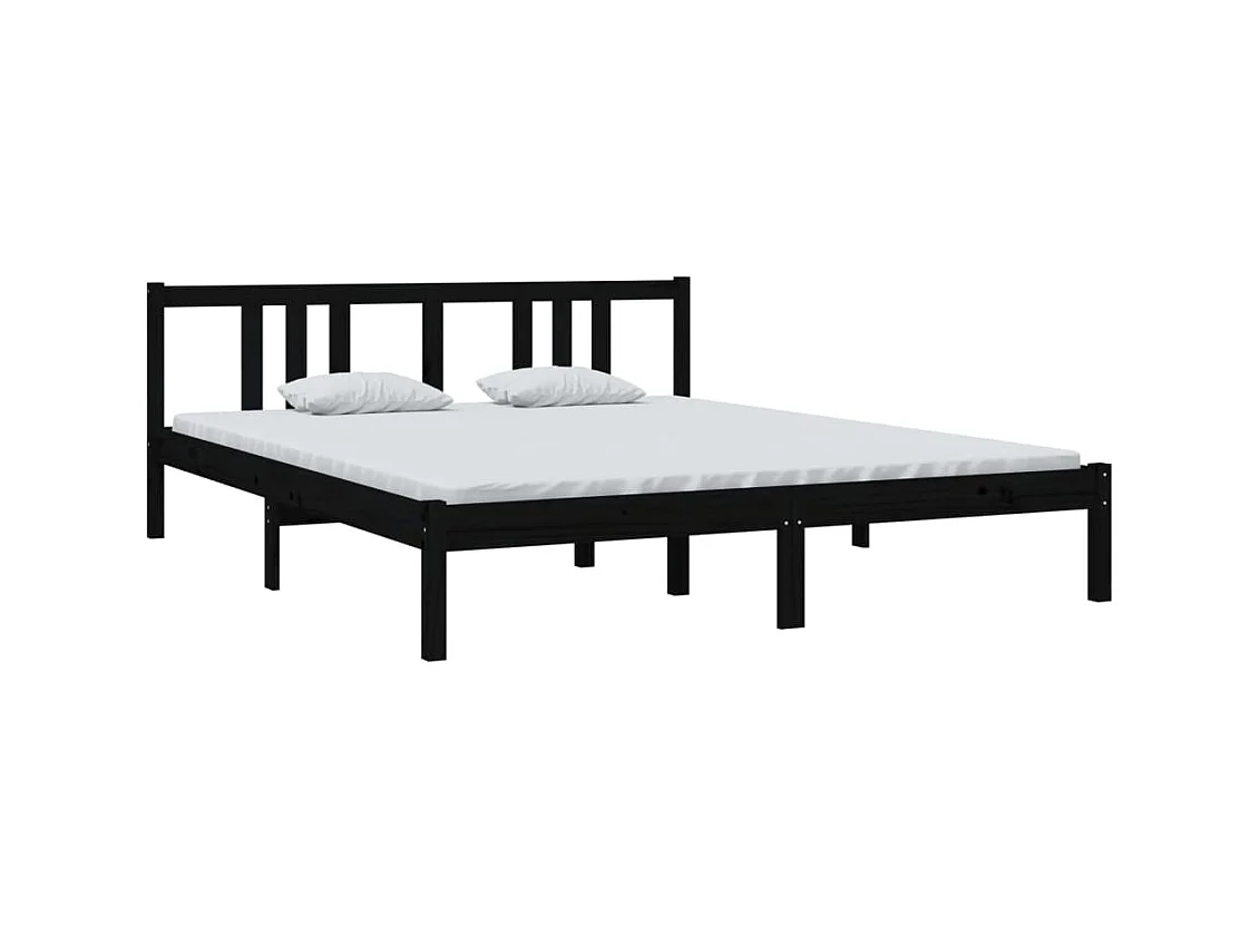Lit-160x200 cm Noir Bois massif EGGB66908