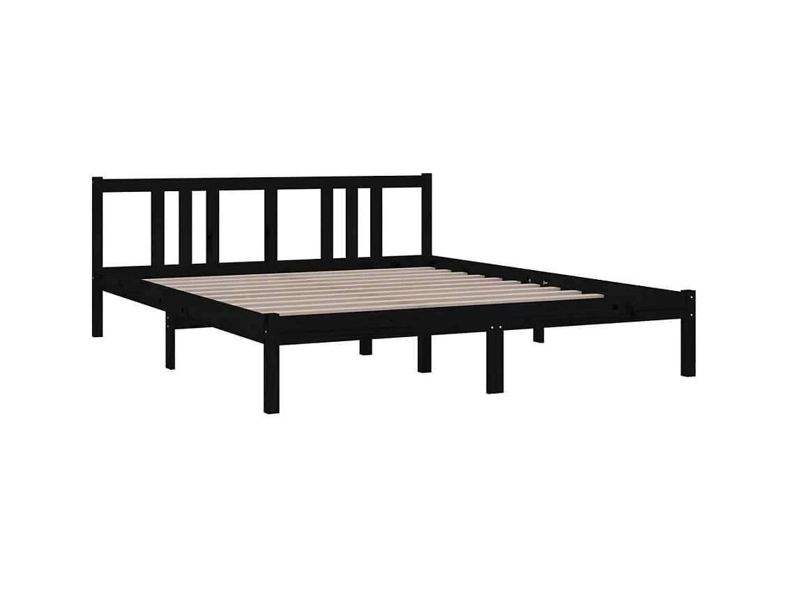 Lit-160x200 cm Noir Bois massif EGGB66908