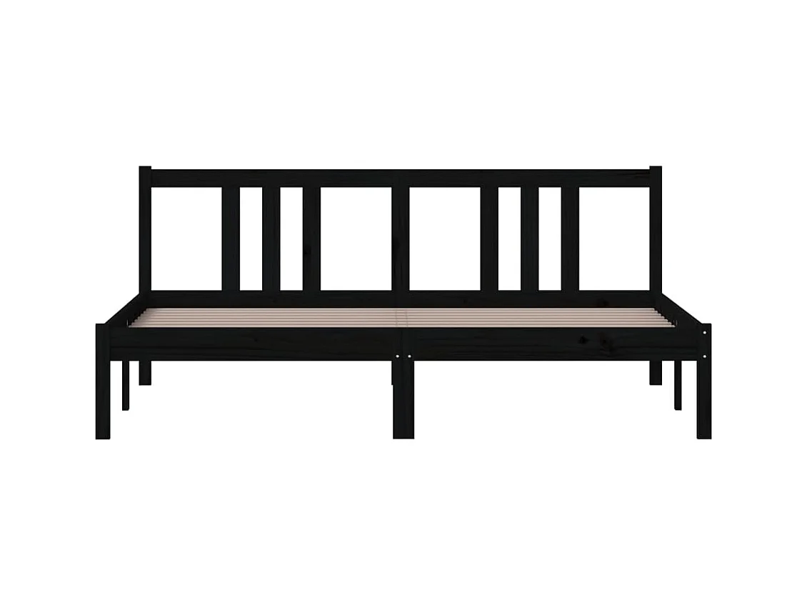 Lit-160x200 cm Noir Bois massif EGGB66908