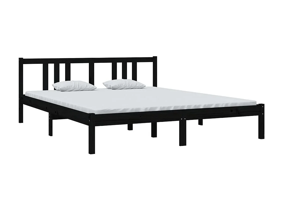 Lit-160x200 cm Noir Bois massif EGGB66908