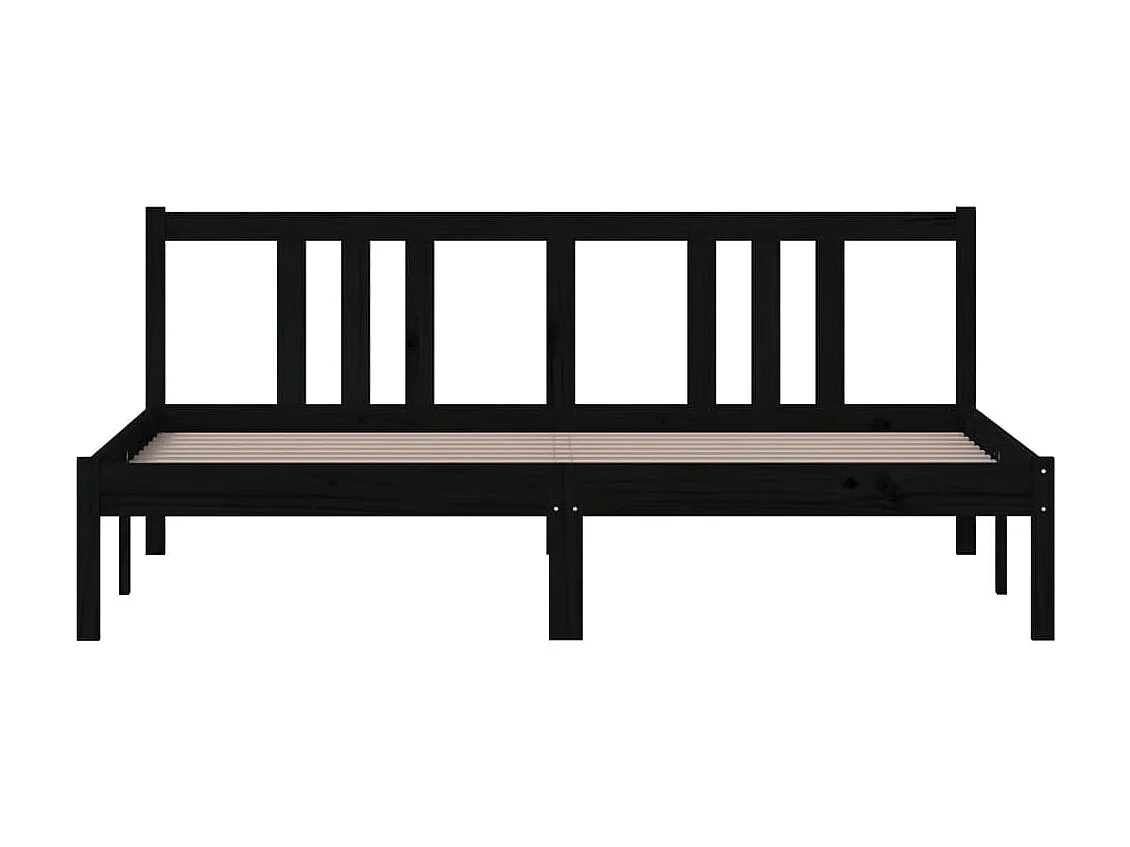 Lit-160x200 cm Noir Bois massif EGGB66908