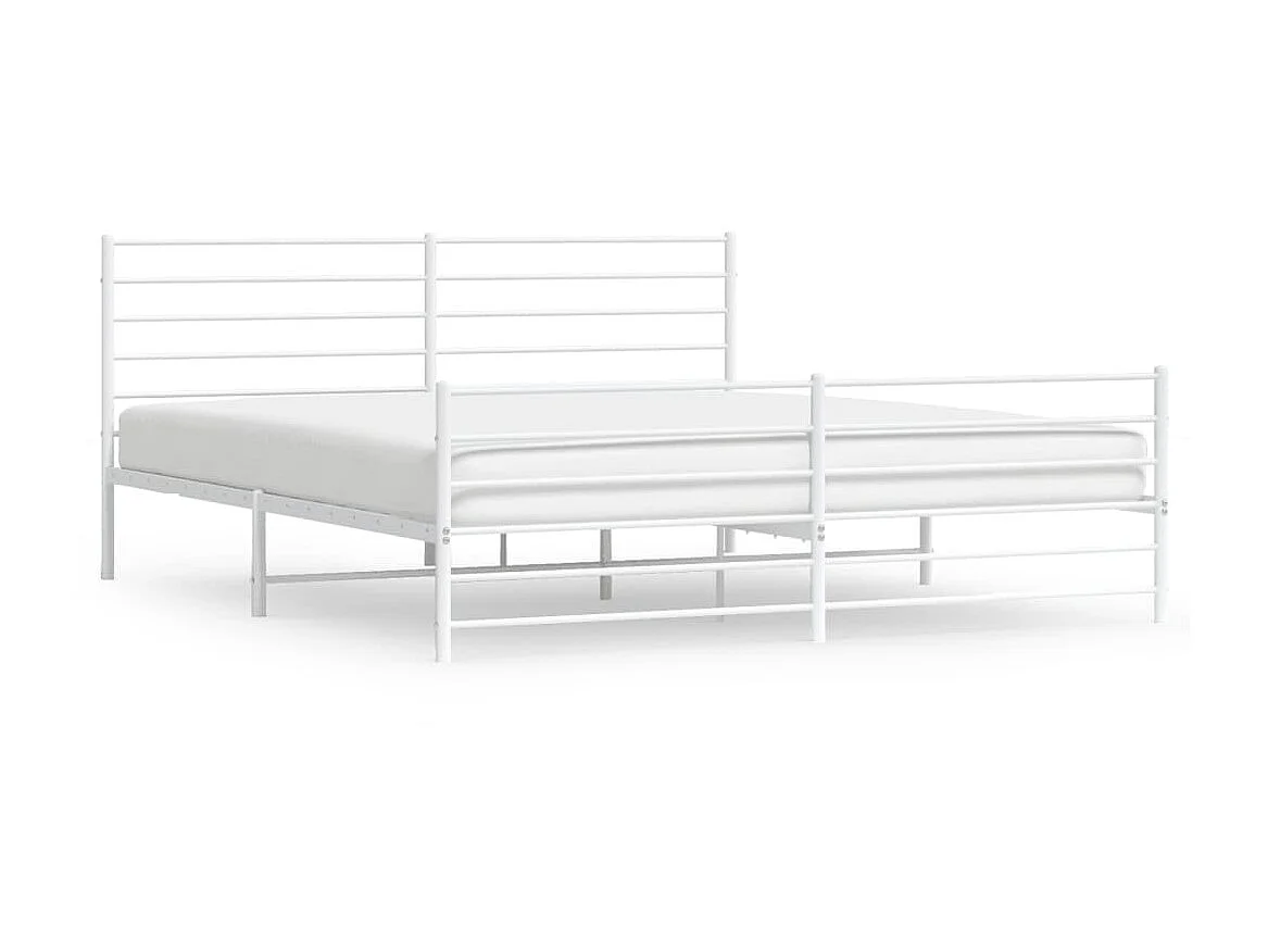 Lit-180x200 cm métal avec tête de lit/pied de lit blanc EGGB69216