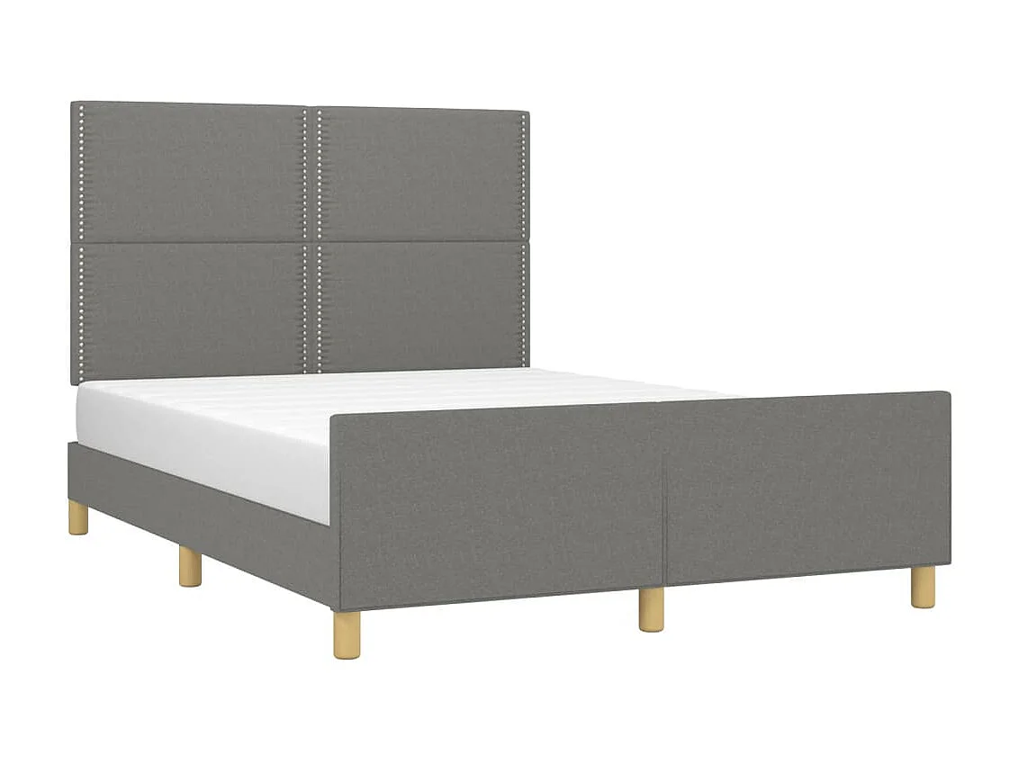 Cama 140x190 cm con cabecero de tela gris oscuro ES51277
