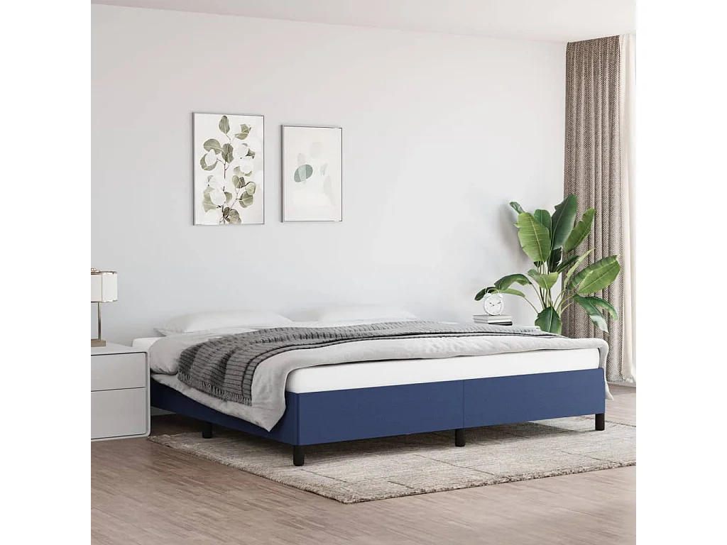 Cama 200x200 cm de tela gris taupe azul ES93826